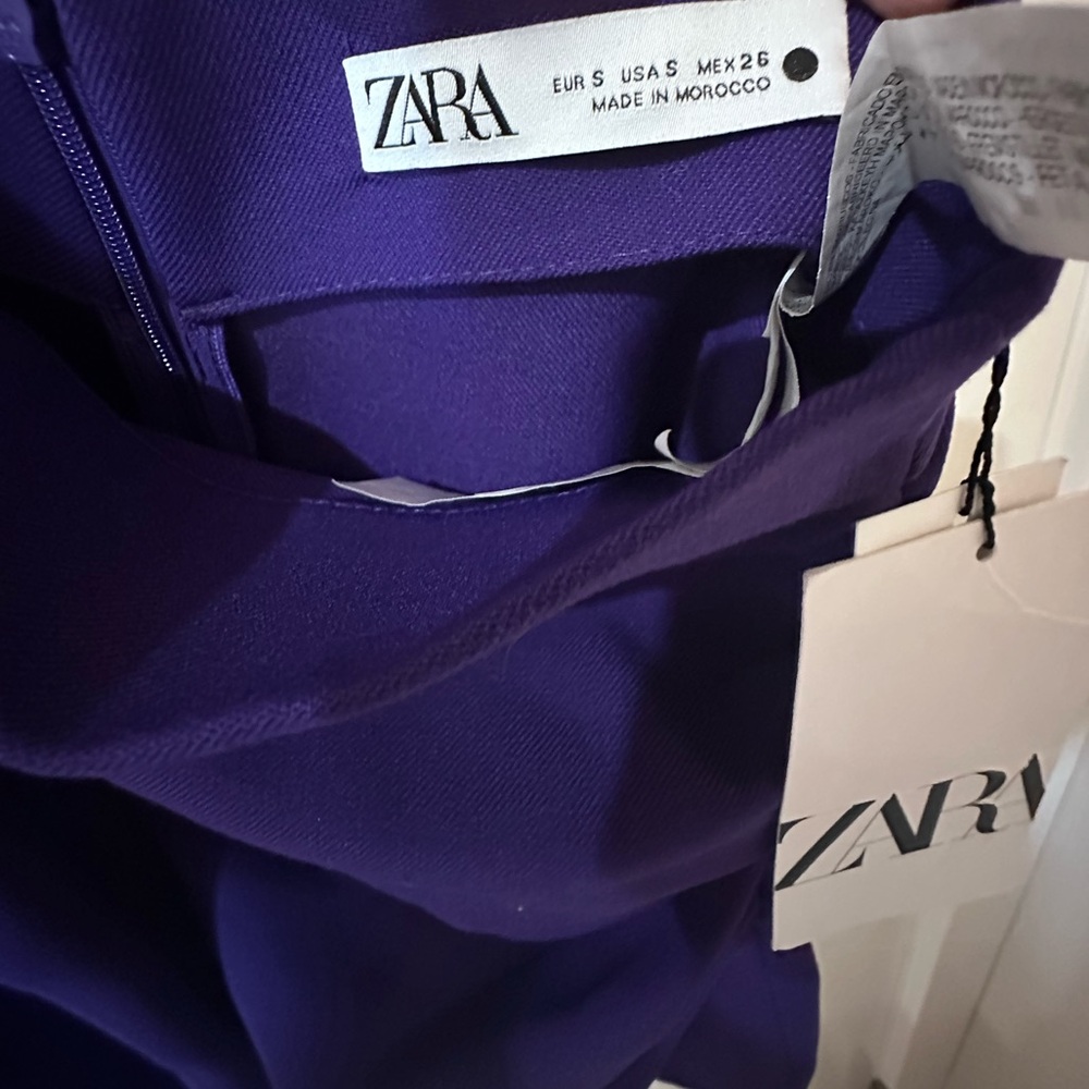 Zara Bold Purple Strapless Draped Top - Picture 10 of 16